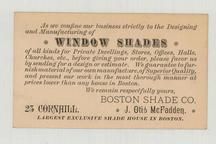J. Otis McFadden - Window Shades, Perkins Collection 1850 to 1900 Advertising Cards